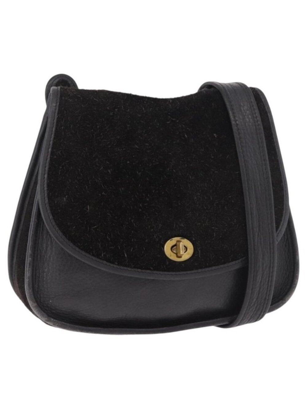 Authentic Coach Shoulder Bag Suede Black Gold